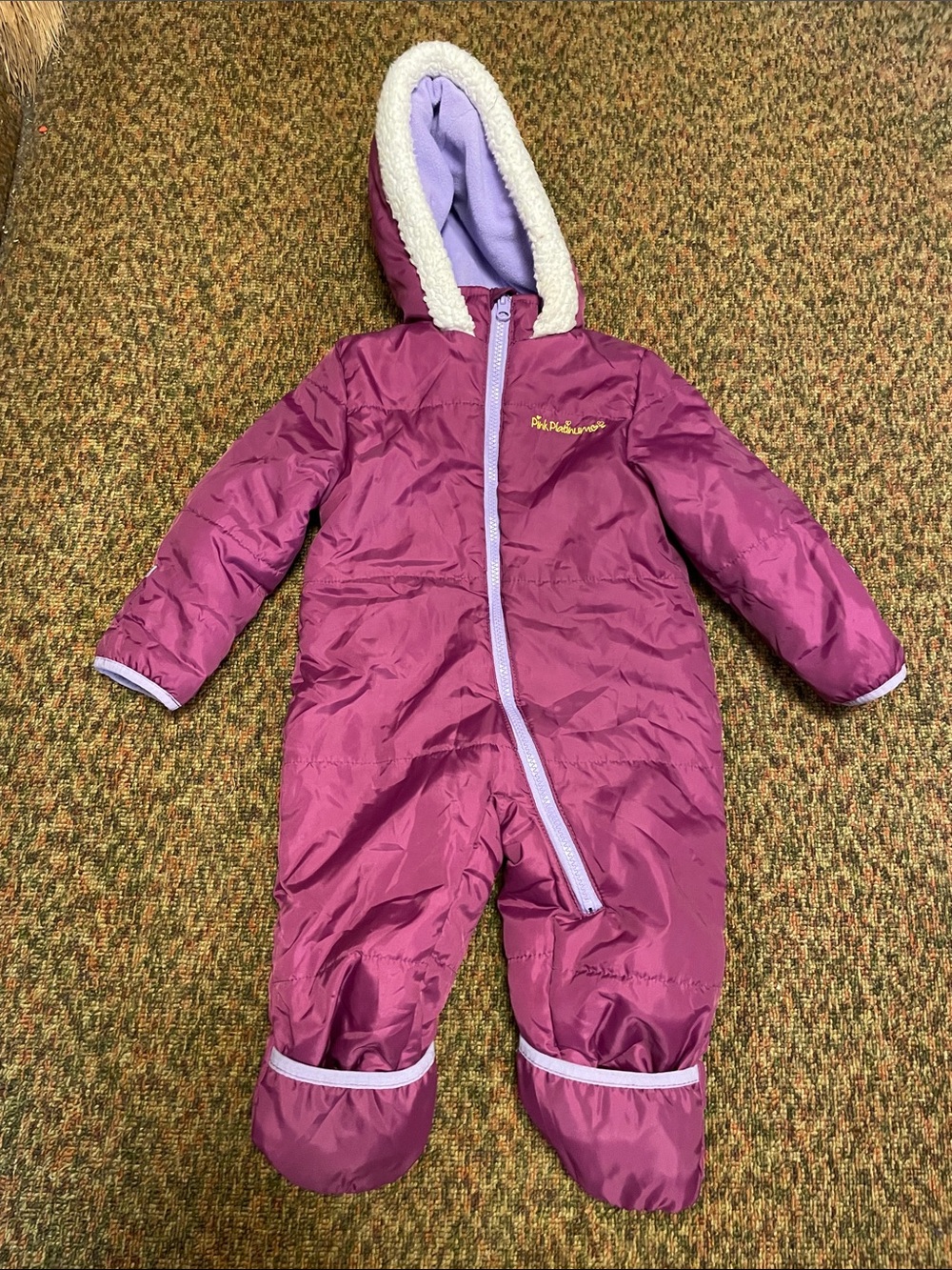Pink Platinum Purple Hooded Infant Snowsuit